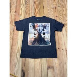 Billa Bong T-Shirt Men Medium Graphic Print Logo Gray Cotton Blend Palm Trees